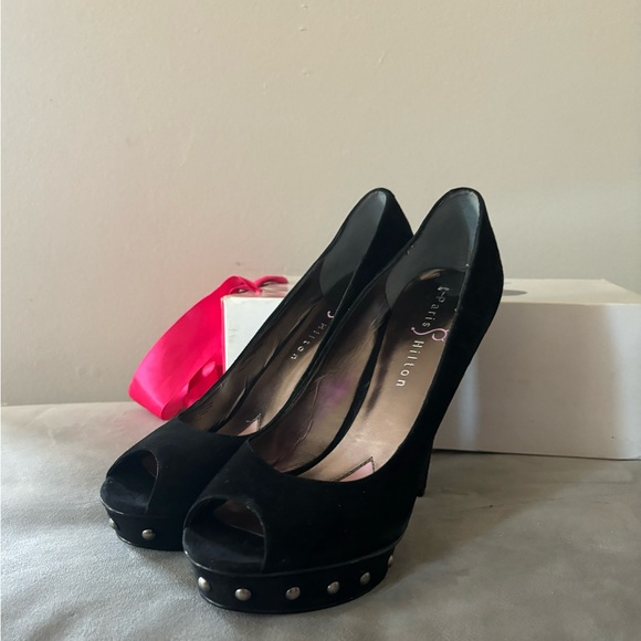 Paris Hilton Pink Bottom Open Toe Platform Heels - Picture 5 of 9